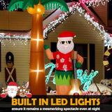 8 Ft Tall Christmas Santa Inflatable Outdoor Decorations Hula Santa Claus On Beach Palm Tree Outdoor Xmas Blow Up Yard D
