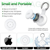 1 Pack,Ipx8 Waterproof Key Finder,Bluetooth Gps Items Tracker With Tag Holder & Keychains,Works With 'Apple Find My'(Ios Only),Case Compatible With Airtag,Music Reminder For Kids,Pets,Keys-White