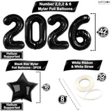 42-Inch Giant Black 2026 Number Balloons Bold NYE Party Decorations