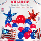 Patriotic Red White And Blue Balloon Garland Kit 119 Pcs With Star Print Patriotic Flag Mylar Balloons For 4Th Of July Independent Day Veterans Day Memorial Day Labor Day Decorations