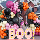 Halloween Balloon Arch Kit – Black Orange Pink with Spider, Ghost & Bat Balloons