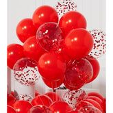 Party Balloons Pack Of 42-12In Red Confetti Balloons & Red Latex Balloons And 64Ft Ribbons - 12 Inches Balloons Decorations Set
