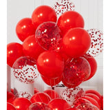 42 Red Balloons Set β 12in Latex & Confetti Balloons with 64ft Ribbon for Party Decorations