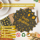 400Pcs Happy Birthday Party Supplies, Black And Gold Disposable Dinnerware Set Includes Paper Plates Napkins Cups Straws Forks Knivesand Spoons For Graduation Birthday Party Decorations, Serve 50