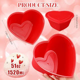 12 Pcs Valentines Large Heart Food Containers With Lids 51 Oz Plastic Red Heart Shaped Box Microwaveable Lunch Containers For Fruit Snack Storage, Freezer Safe