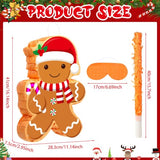 Christmas Gingerbread Man Piñata 16 Inch Mexican Piñata with Stick Blindfold Pack Christmas Prop Bundle for Xmas Birthday Holiday Game Favors Photo Prop Decoration