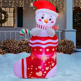 Christmas Inflatables Outdoor Decorations, 5Ft Inflatable Snowman In Xmas Stocking, Lighted Blow Up Snowman Standing On
