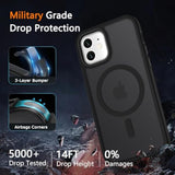 For Iphone 11 Case, Magnetic Phone Cover With 1 Screen Protector, Compatible With Magsafe, Military Grade Protection, Translucent Matte Frosted Back, Black