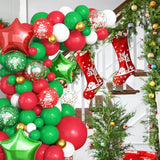 Christmas Balloon Garland Arch Kit - Green, Red, White Arch With Star Foil, Cane, Snowflake, Tree Balloons For New Year Party Decorations