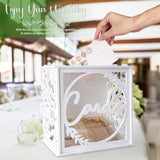 White Wedding Card Box For Reception, Pvc Gift Card Box With Lock & Acrylic Window, Wedding Envelope Money Honeymoon Holder For Party Graduation Baby Shower Birthday