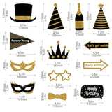 30 Pcs Gold And Black Birthday Photo Booth Props Kit, Happy Birthday Decorations, Funny Selfie Photo Props For 40Th 50Th 60Th Birthday Graduation Wedding Party Supplies