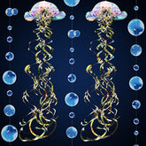 4 Pieces Glitter Iridescent Jellyfish Hanging For Under The Sea Party