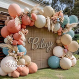 Dusty Pink & Blue Balloon Arch Kit: Boho Baby Shower Decor