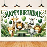 71×43" Jungle Animal Birthday Banner for Kids’ Safari Adventure Party Decor