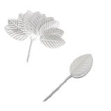 Artificial Silk Leaf Leaves, 200Pcs Single Rose Leaves Stems, Fake Faux Wired Silver Leaves For Diy Crafts Floral Arrangements Home Kitchen Wedding Birthday Party Decorations (Silver)