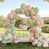 Sage Green Pink Balloons, 50 Pcs Pink And Green Balloon, 12 Inch Light Yellow Ivory Latex Balloons For Girls Baby Shower Birthday Boho Wedding Gender Reveal Jungle Spring Party Decorations