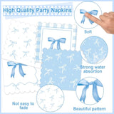 96Pcs Blue Bow Party Plates And Napkins Blue Bow Birthday Supplies For Girl Bachelorette Bridal Engagement Baby Shower Coquette Tableware Dinnerware Serves 24 Guests Party Decorations