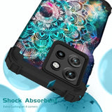 For Moto G 2025 Case, Shockproof Heavy Duty Protection Soft Silicone Rubber Bumper+Hard Plastic Hybrid Protective Phone Case For Women & Girls - Mandala In Galaxy