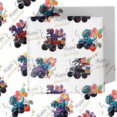 Dinosaur Wrapping Paper For Birthday – Monster Truck Balloon Gift Wrap For Kids Adult - 4 Folded Sheets 28 X 40 Inch, Easy To Store