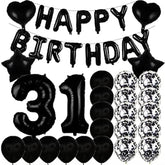 Sweet 31Th Birthday Decorations Party Supplies,Black Number 31 Balloons,31Th Foil Mylar Balloons Latex Balloon Decoration,Great 31Th Birthday For Girls,Women,Men,Photo Props