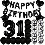 Sweet 31Th Birthday Decorations Party Supplies,Black Number 31 Balloons,31Th Foil Mylar Balloons Latex Balloon Decoration,Great 31Th Birthday For Girls,Women,Men,Photo Props