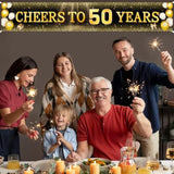 Black & Gold 50th Birthday Banner: Reusable Party Decor 118"x20"
