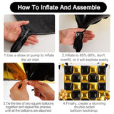 30pcs Gold Black Square Foil Balloons Double Sided Garland Arch Party Decor