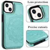 For Iphone 13 Case With Card Holder, Flower Magnetic Back Flip Case For Iphone 13 Wallet Case For Women, Protective Case Phone Case For Iphone 13,Mint