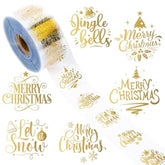 1000Pcs Clear Christmas Stickers Roll Gold Foil Merry Christmas Stickers Xmas Winter Holiday Round Adhesive Label Stickers Decal For Xmas Envelopes Invitations Cards Gifts Decor, 6 Designs