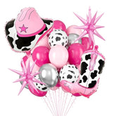 20Pcs Cowgirl Balloons, Pink Cow Print Balloon And Star Balloons For Western Cowgirl Birthday Party Decorations, Bachelorette Party Decorations