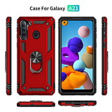 Samsung A21 Phone Case, Galaxy A21 Phone Case With Screen Protector, Military Grade Protective Cases With Ring For Samsung Galaxy A21 (Red)