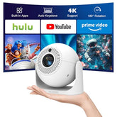 Mini Projector With Wifi And Bluetooth, Built-In Apps Portable Projector Support 4K, 180° Rotatable, Auto Vertical Keystone & Auto Focus, 200 Ansi Lumens, Smart Proyector For Bedroom Home Theater