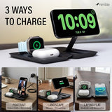 Fold 3-in-1 Wireless Charging Station for iPhone & AirPods, MagSafe Compatible 15W Qi2 Charging Stand, Wireless Charger Dock for iPhone