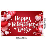 Happy Valentine'S Day Backdrop Banner 73 X 43 Inch Large Size Red Heart Valentine'S Day Background Banner Valentines Day Party Decorations Supplies Valentines Party Photo Booth Prop