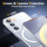 Clear Case For Samsung Galaxy S24 Plus | Magnetic, 3 Stand Ways, Military Grade Drop Protection, With Invisible Stand, Shockproof Phone Case For Galaxy S24 Plus,Clear