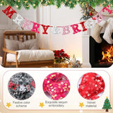Christmas Square Sequins Merry & Bright Banner 6 Ft Pink And Red Glitter Sign Garland Merry Christmas Bunting For Xmas Home Office Party Mantel Sign Decorations Supplies