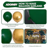 140pcs Green & Gold Balloon Garland Kit – Emerald, Forest, Hunter for Party and Event Decor