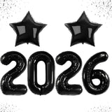 42-Inch Giant Black 2026 Number Balloons Bold NYE Party Decorations