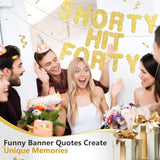 Pre-Strung Shorty Hit Forty Gold Glitter Funny 40th Birthday Party Banner