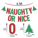 Red Glitter Naughty Or Nice Banner, Happy Festivus/Merry Christmas, Mantle Fireplace Friendsmas Christmas Holiday Party Decorations Supplies