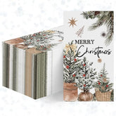 100 Christmas Disposable Paper Decorative Guest Napkins, Pine Tree Basket Hand Towel For Party Lunch Dinner Kitchen Bathroom