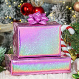 Pink Wrapping Paper Roll, Metallic Holographic Star Gift Wrap For Birthday, Valentines, Mothers Day, Graduation, Wedding, Fathers Day, Baby Shower, Christmas (17 In X 32.8 Ft)