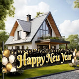 Happy New Year 2026 Banner 120x20in Yard Sign Party Decorations