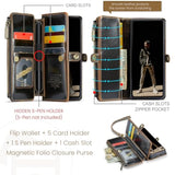 Wallet Case Compatible With Samsung Galaxy Z Fold 5 With Rfid Blocking Card Holder & S Pen Holder Slot Pu Leather Magnetic Snap Flip Zipper Strap Phone Case Fit For Galaxy Z Fold 5, Coffee