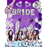 28Pc Bachelorette Party Decorations Kit For Bride To Be, Bridal Shower Decorations, Engagement Party – Balloons, Sash, Foil Backdrop Curtain (Purple)
