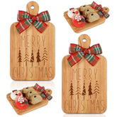 2 Pcs Merry Christmas Wood Cutting Board With Ribbon Xmas Tree Kitchen Charcuterie Board Serving Platter Tray For Winter Home Party Gift Decor