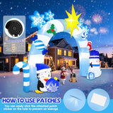 16Ft Christmas Inflatable Archway With Led Light, Blue Winter Snowman Penguins Inflatable Merry Christmas Blow Up Outdoo