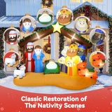 8Ft Christmas Inflatables Nativity Scene Outdoor Decorations With Led Lights, Large Nativity Set, Blow Up Christmas Infl