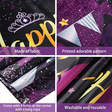 Retirement Party Decorations, Extra Large Fabric Retire Sign Banner Photo Booth Backdrop Background With Rope For Retirement Party Favor(72.8 X 43.3 Inches,Purple And Black)
