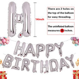 Silver Happy Birthday Balloon 16 Inch Mylar Foil Letters Balloons Happy Birthday Banner For Kids Child Adults Boys Girls Happy Birthday Sign Birthday Party Decorations Supplies